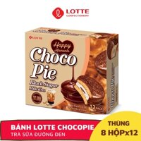 Bánh Lotte Chocopie vị TRÀ SỮA ĐUỜNG ĐEN – Thùng 8 Hộp x 12 Gói