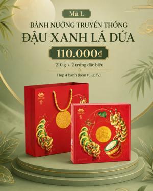Bánh nướng Kinh đô đậu xanh lá dứa 2 trứng ĐB 250g