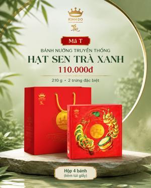 Bánh nướng Kinh đô hạt sen trà xanh 2 trứng ĐB 210g