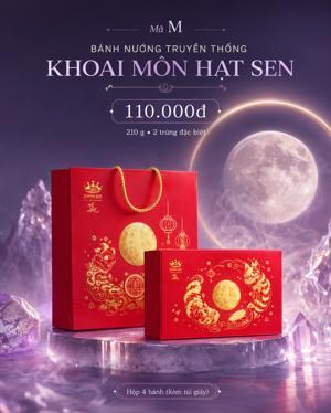 Bánh nướng Kinh đô Khoai Môn Hạt Sen 2 trứng ĐB 210g