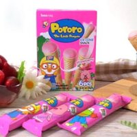 Bánh ốc quế Hàn Quốc Pororo Hàn Quốc 54g vị dâu