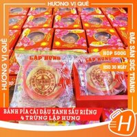 Bánh Pía Cái Đậu Xanh Sầu Riêng 4 Trứng Lập Hưng - Hộp 1 Cái 4 Trứng 500g - Đặc Sản Sóc Trăng