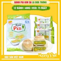Bánh pía kim sa Tân Huê Viên đậu xanh lá dứa tan chảy 500g, bánh pía không sầu riêng trứng chảy [LÁ DỨA TÚI 12 BÁNH]