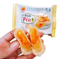 Bánh Pía mini Kimsa Tân Huê Viên nhân trứng muối được đóng gói bao bì riêng lẻ từng cái, giúp thuận tiện khi dùng.
