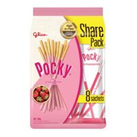 Bánh Que Phủ Socola Dâu, Pocky, Strawberry, Share Pack, 8 Gói (176g) - GLICO