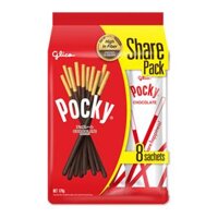 Bánh Que Phủ Socola, Pocky, Chocolate, Share Pack, 8 Gói (176g) - GLICO