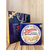 Bánh quy bơ Danisa 2 loại xanh - đỏ hộp thiếc 454gr KÈM TÚI GIẤY