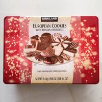 Bánh Quy Kẹp Socola Cao Cấp Kirkland Signature European Cookies Chocolate Tổng Hợp 15 loại bánh của Mỹ (Hộp thiếc 1,4kg)