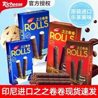 Bánh quy phô mai hương vị sữa nhập khẩu từ Indonesia, bánh wafer Nabati sô cô la 60g*10 hộp Zhi Zhi Roll Roll