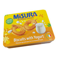 Bánh quy sữa chua Misura hộp thiếc 299.7g hàng Italia