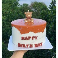 Bánh sinh nhật gấu nâu đơn giản , bánh happy birthday