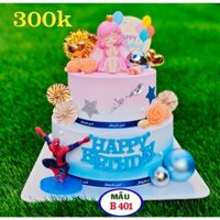 Bánh sinh nhật màu xanh hồng pastel , mẫu bánh giả , bánh kem công chúa bánh bèo