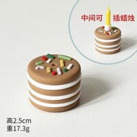 Bánh sinh nhật mini nhựa 1 tầng có cốm rắc trên mặt bánh (có thể cắm nến) -MÀU NÂU.