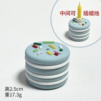 Bánh sinh nhật mini nhựa 1 tầng có cốm rắc trên mặt bánh (có thể cắm nến) -MÀU XANH.