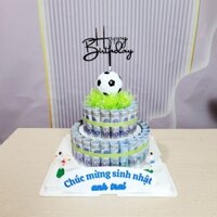 Bánh sinh nhật tiền 2 tầng dành cho nam ( 45 tờ) tặng kèm hộp mica + đèn nháy, quà tặng cho người yêu thíc bóng đá
