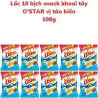 Bánh snack khoai tây O'STAR vị tảo biển bịch 108g