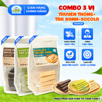 [Bánh Sữa Ba Vì]   Combo Mix 3 Vị Truyền Thống + Trà xanh + Socola  (500GR/Túi/Vị) - Bánh Sữa Bao Cấp Vị Xưa Bavimilk
