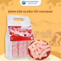 Bánh sữa ba vì vị dâu thơm ngon giàu dinh duõng nguyên liệu tự nhiên túi 500Gr SỮA CHỊ VÀNG OFFICIAL