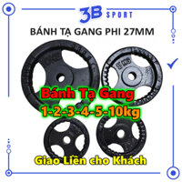 Bánh Tạ Gang 4kg -Tạ Miếng Gang 4kg Phi 27mm -Sẵn Kho Giao Liền 3B Sport