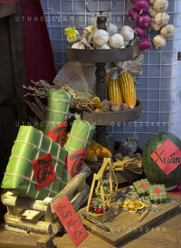 Bánh tét giả gói giấy kraft trang trí tết ( Size nhỏ  )