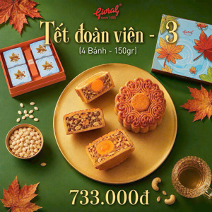 Bánh trung thu Givral Combo Tết đoàn viên 3 - Hộp 4 bánh 150g