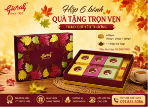 Bánh trung thu Givral Combo Trăng yêu Thương 2 - 150gr, 1 trứng, 6 bánh