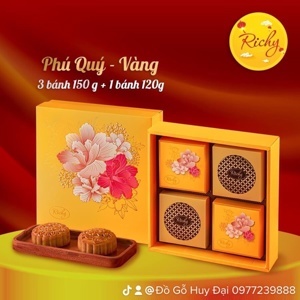 Bánh trung thu Richy 2022 hộp Phú Quý (Vàng) - 4 bánh