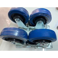 Bánh xe 100mm màu xanh dương( giá bán gồm 2 bánh xoay và 2 bánh khoá )