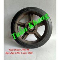 Bánh xe 200mm cao su gan có vòng bi trục 20li