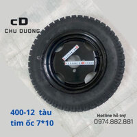Bánh xe 400-12 hàng tàu đẹp chất lượng cao tim ốc 7x10cm và 8x11,5cm lắp ráp xe 3 bánh xe 4 bánh.