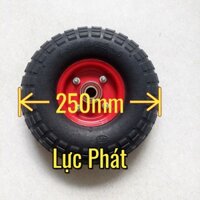 BÁNH XE CAO SU ĐẶC 250mm (25cm) MÂM SẮT, KÈM 2 VÒNG BI, LỖ ĐẠN 17mm, BÁNH XE ĐẨY HÀNG MỚI CỰC ÊM