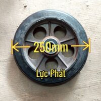 BÁNH XE CAO SU ĐẶC MÂM GANG 250mm (25cm), BẠC ĐẠN LỖ 20mm HOẶC 17mm, KÈM 2 VÒNG BI, BÁNH XE ĐẨY HÀNG MỚI CỰC ÊM