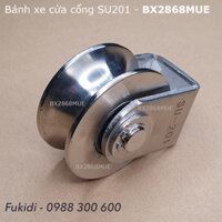 Bánh xe cửa cổng inox 201 ray tròn phi 22mm, KT 28x68mm tải trọng 500kg - BX2868MUE