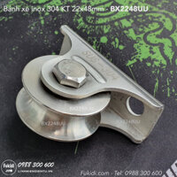 Bánh xe cửa cổng inox 304 ray tròn phi 16mm, tải trọng 180kg, KT 22x48mm - BX2248UU