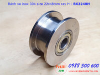 Bánh xe cửa cổng lùa inox 304 ray H size 22x48mm BX2248H