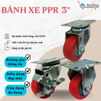 Bánh xe đẩy hàng, bánh xe nhựa PPR, bánh xe có bạc đạn ổ bi, bánh xe đường kính 3 inch 75mm