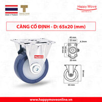 Bánh xe đẩy PU tải nhẹ càng cố định - 50-65-75mm - Happy Move Thái Lan - 65mm