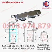 Bánh xe đôi cửa đi lùa 55 nhôm Xingfa và nhôm vát cạnh