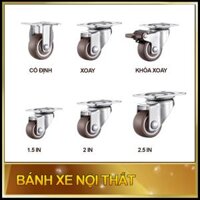 Bánh xe nội thất – Càng mạ kẽm – 2 Bạc đạn – Vỏ cao su đặc