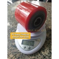 Bánh xe pu 70/80 gang, có vòng bi 6204, giá 1 cái