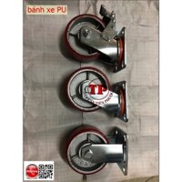 Bánh xe PU chịu lực 100mm, Bánh xe gang đúc đặc, Bánh xe đẩy hàng xoay 360° độ cao cấp