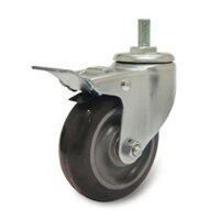 Bánh xe PU cọc ren vít xoay có thắng kim loại Ethos 256UIY125T10