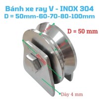 Bánh xe rãnh V Inox 304 - Bánh 40mm, 50, 60, 70, 80, 100mm (1 cái)