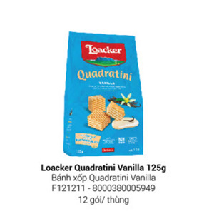 Bánh xốp Quadratini Kem hạt dẻ hiệu Loacker 125g
