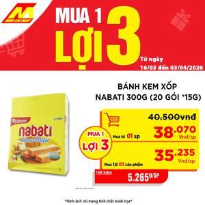Bánh xốp sô cô la Richoco Nabati hộp 340g