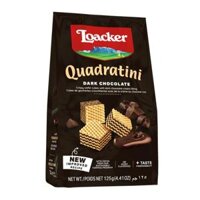 Bánh Xốp Socola Đắng, Quadratini, Dark Chocolate, Crispy Wafer Cubes with Dark Chocolate Cream Filling, 4.41 oz (125g) - LOACKER