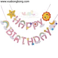 Banner dây cờ HAPPY BIRTHDAY hoa cúc trắng daisy 02
