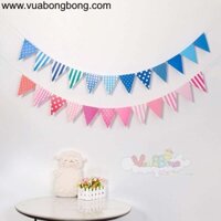 Banner dây cờ tam giác xanh dương, hồng 01