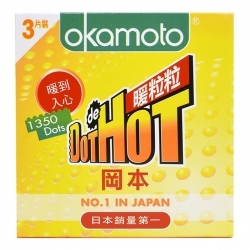 Bao cao su có gai nóng ấm cảm giác hưng phấn Okamoto Dot Hot 3 cái