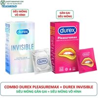 [BAO CAO SU DUREX] Bộ đôi mãnh liệt Bao cao su Durex gân gai Pleasuremax + siêu mỏng Durex Invisible